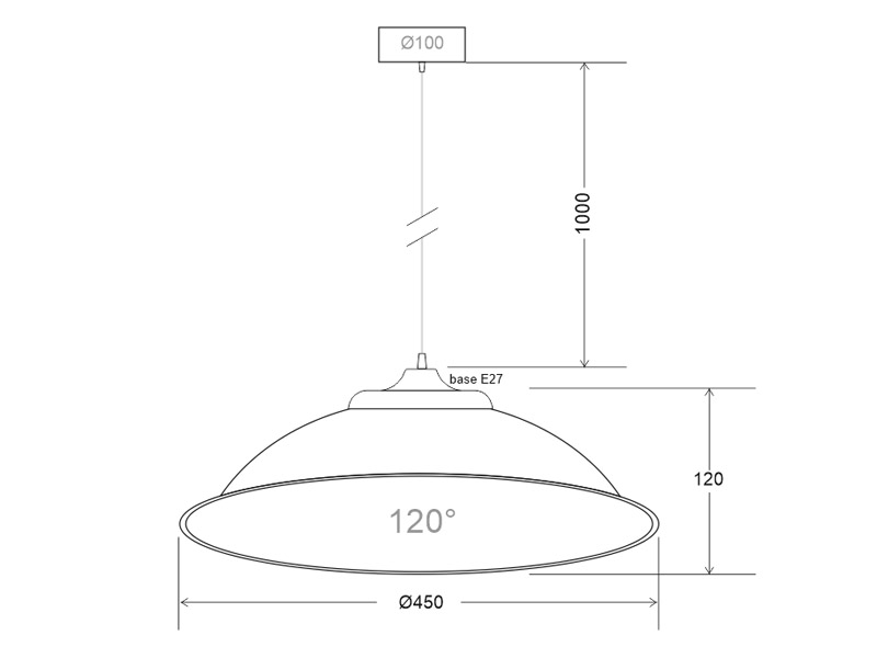 Lámpara colgante INDUSTRIAL LAMP negro Housing 120º Ø450mm