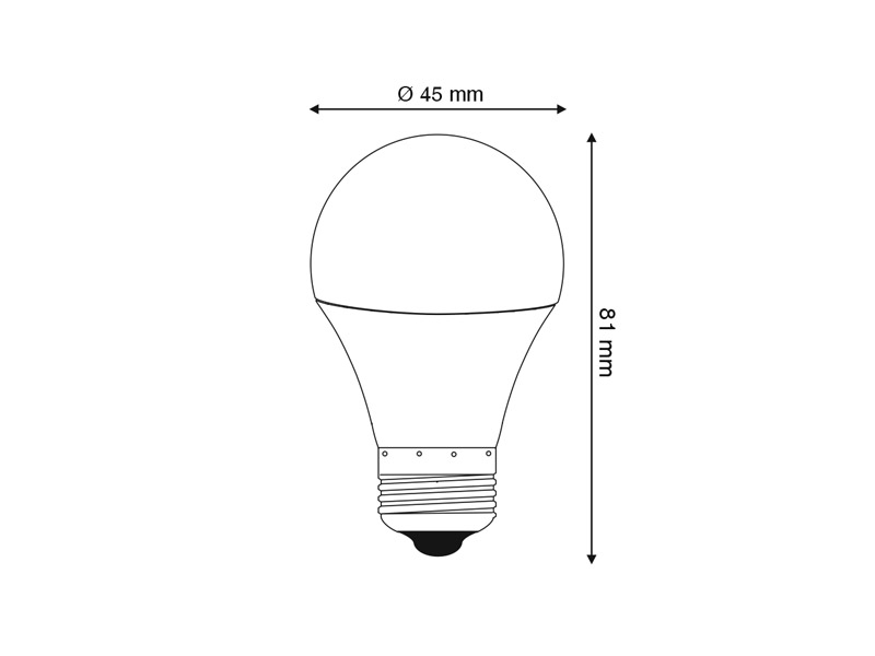 Bombilla LED E27 esférica G45