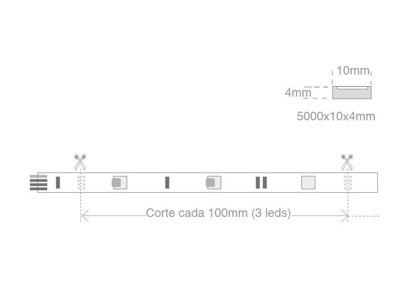 Tira MAGIC LED SMD5050 RGBX DC12V 5m (30 Led/m) IP67