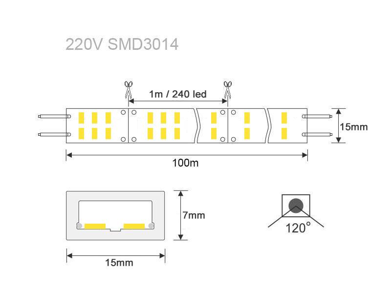 Tira LED 220V SMD3014 doble