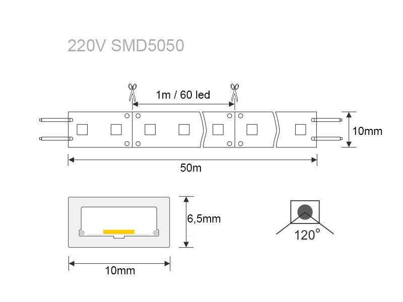 Tira LED 220V SMD5050 DUAL