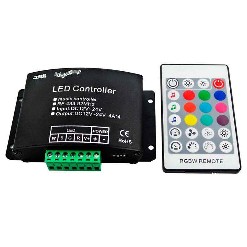 Controlador RGBW + AUDIO RF24K + RF mando a distancia
