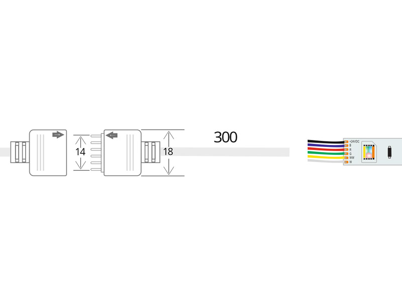 Cable redondo conexión macho 6 Pin 14mm RGB+CCT