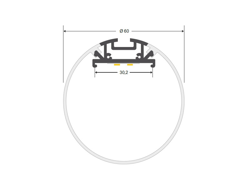 KIT - Perfil aluminio BAROUND para tiras LED