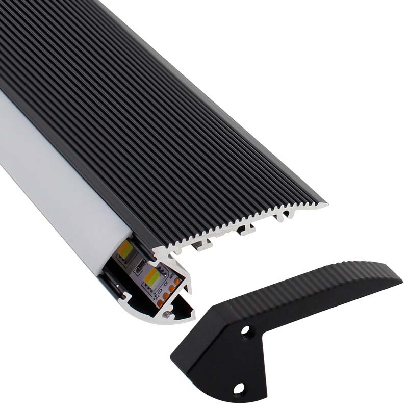 KIT - Perfil aluminio negro CINEMA para tiras LED