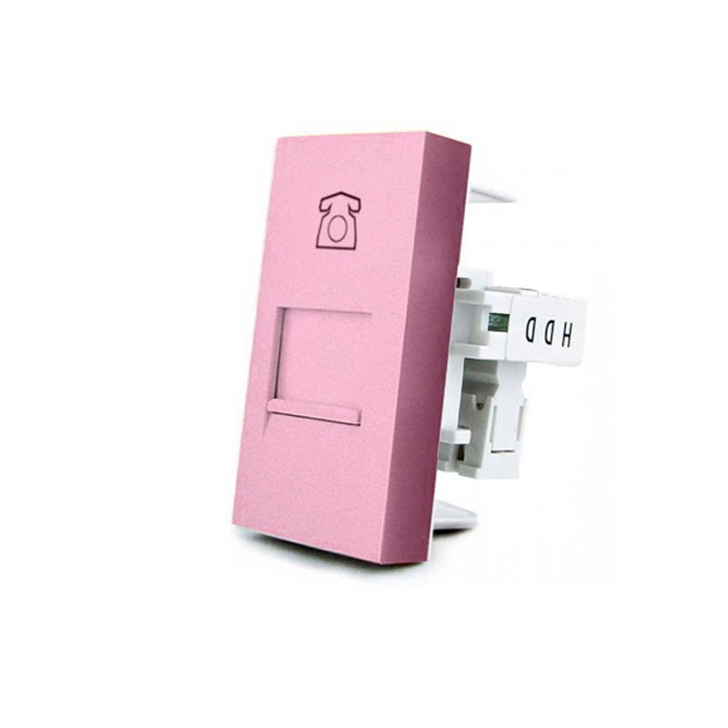 Conector Teléfono RJ11 rosa para mecanismo de empotrar
