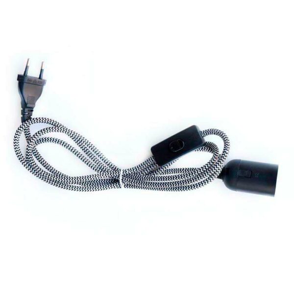 Cable textil E27 con interruptor y enchufe