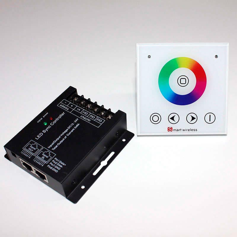 Controlador RF RGB táctil empotrable + mando a distancia