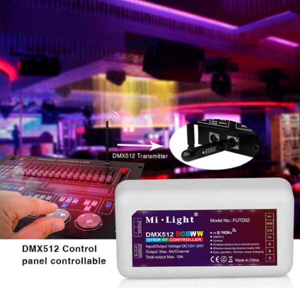 DMX512 RGB+CCT controlador RF