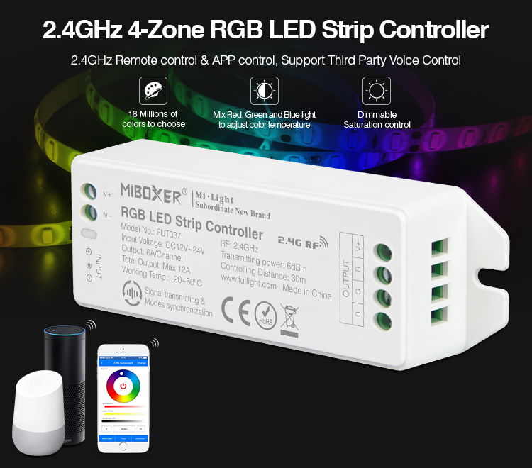 Controlador RGB - RF 4 zonas 12A