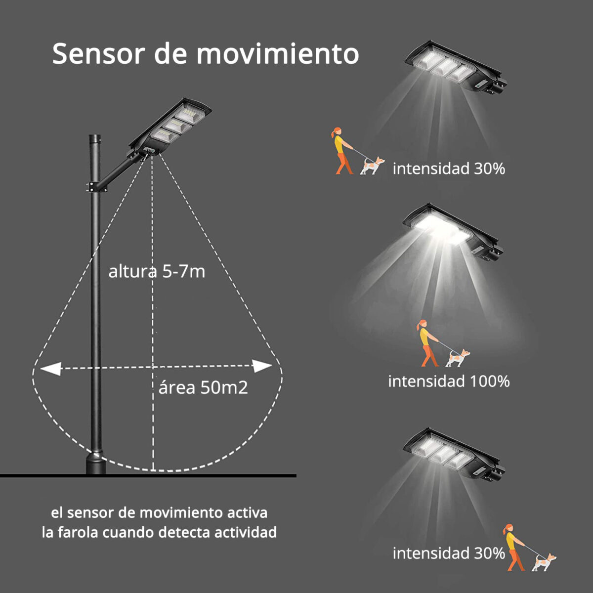 Farola LED Solar URBAN 90W + Sensor