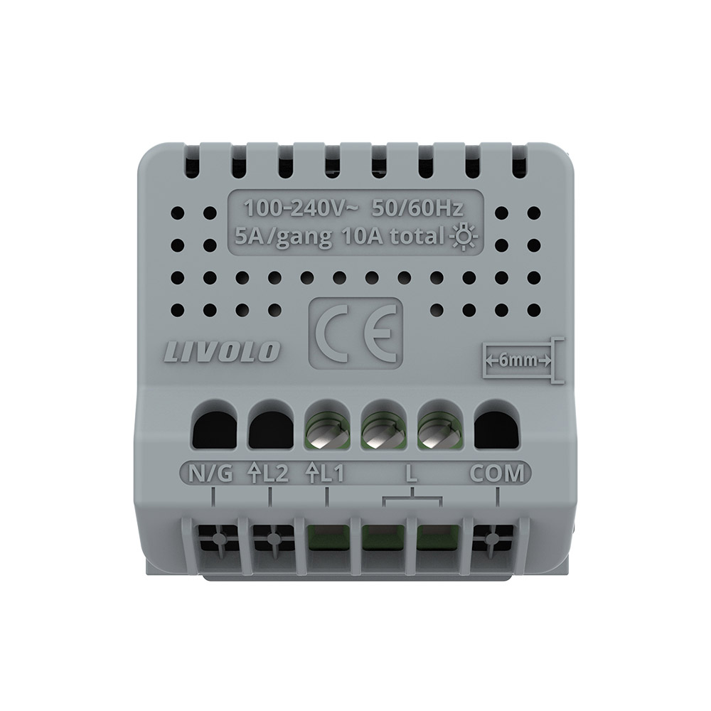 Interruptor táctil 6 botones, frontal gris - LEDBOX