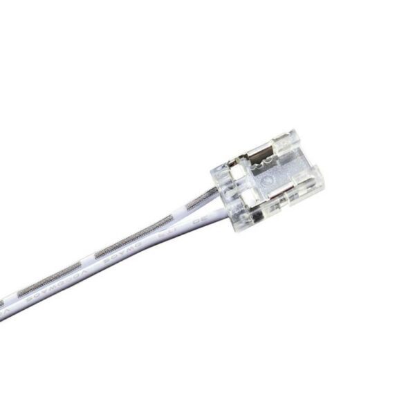 Conector Transparente cable 15cm para tiras LED COB + SMD - 8mm