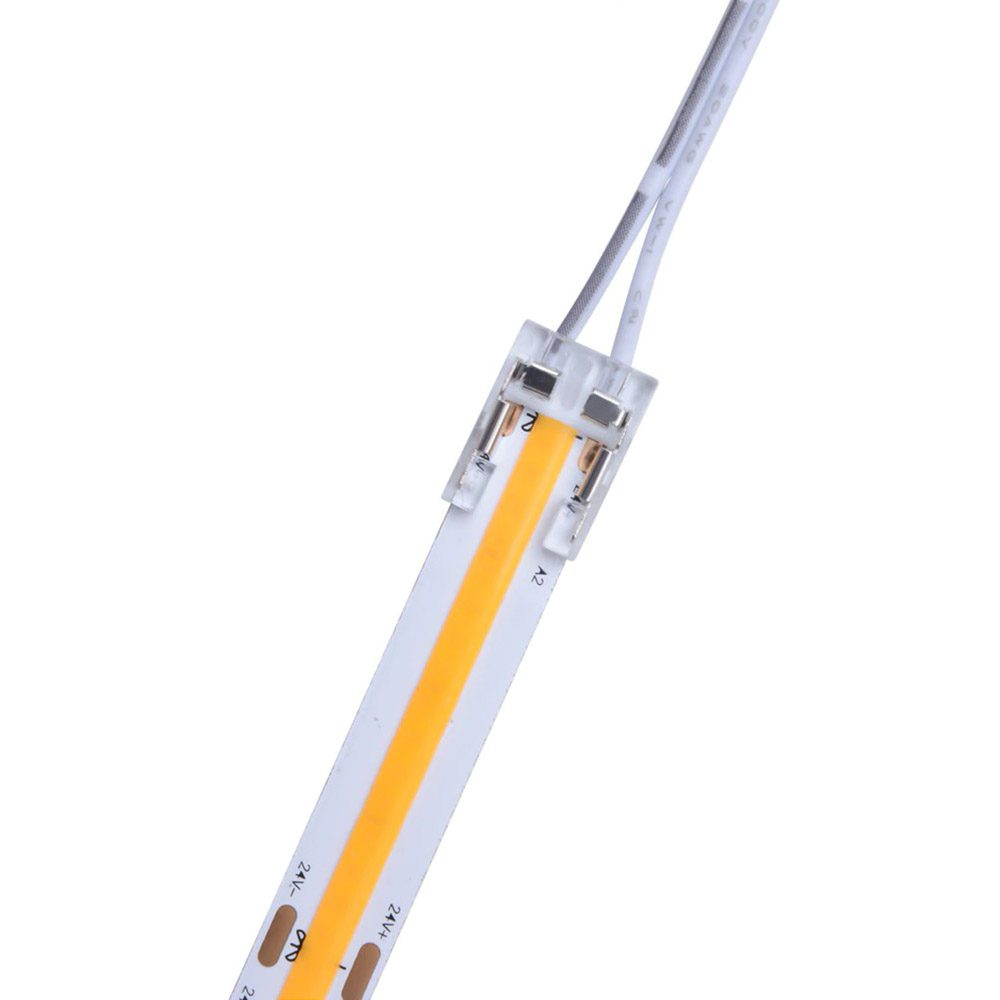 Conector Transparente cable 15cm para tiras LED COB + SMD - 10mm