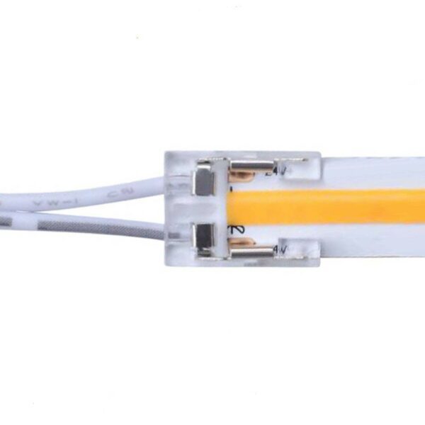 Conector Transparente cable 15cm para unión de tiras LED COB + SMD - 8mm