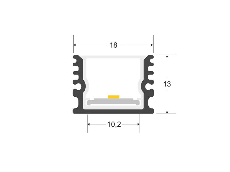 Perfil aluminio KOR para tiras LED