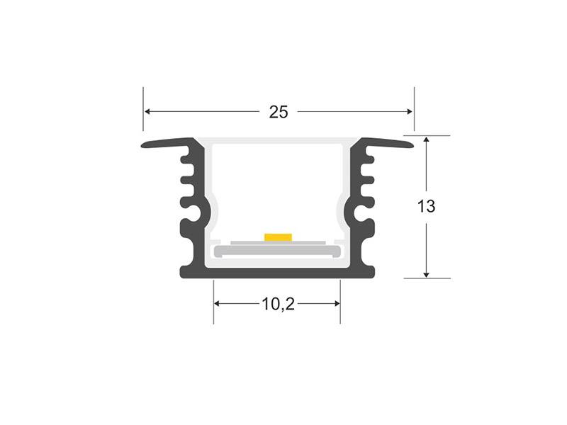 Perfil aluminio KOR IN para tiras LED
