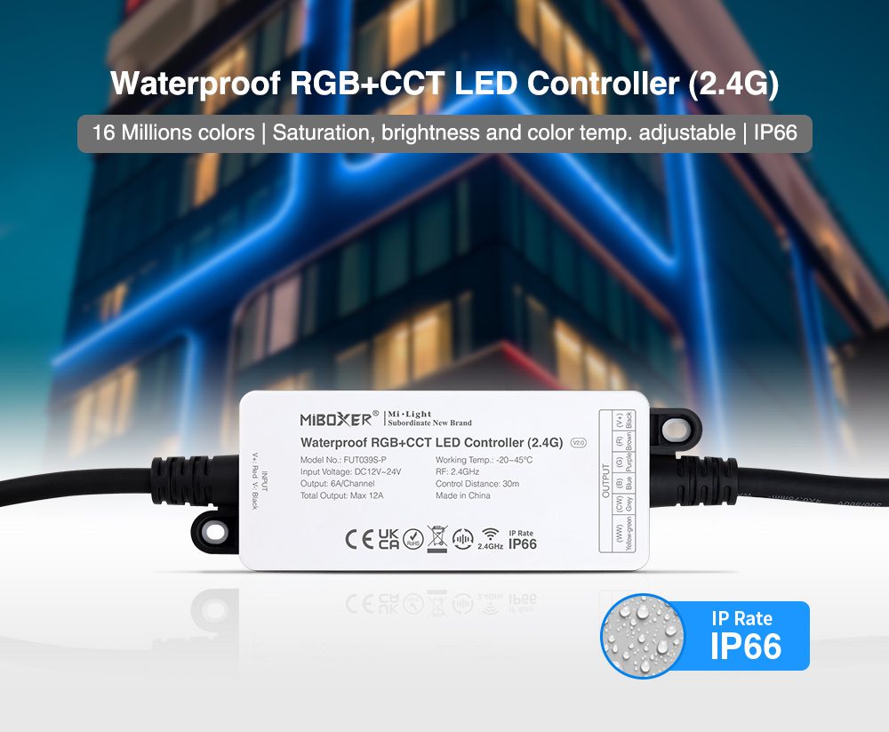 Controlador RGB+CCT 2.4G DC12-24V 12A