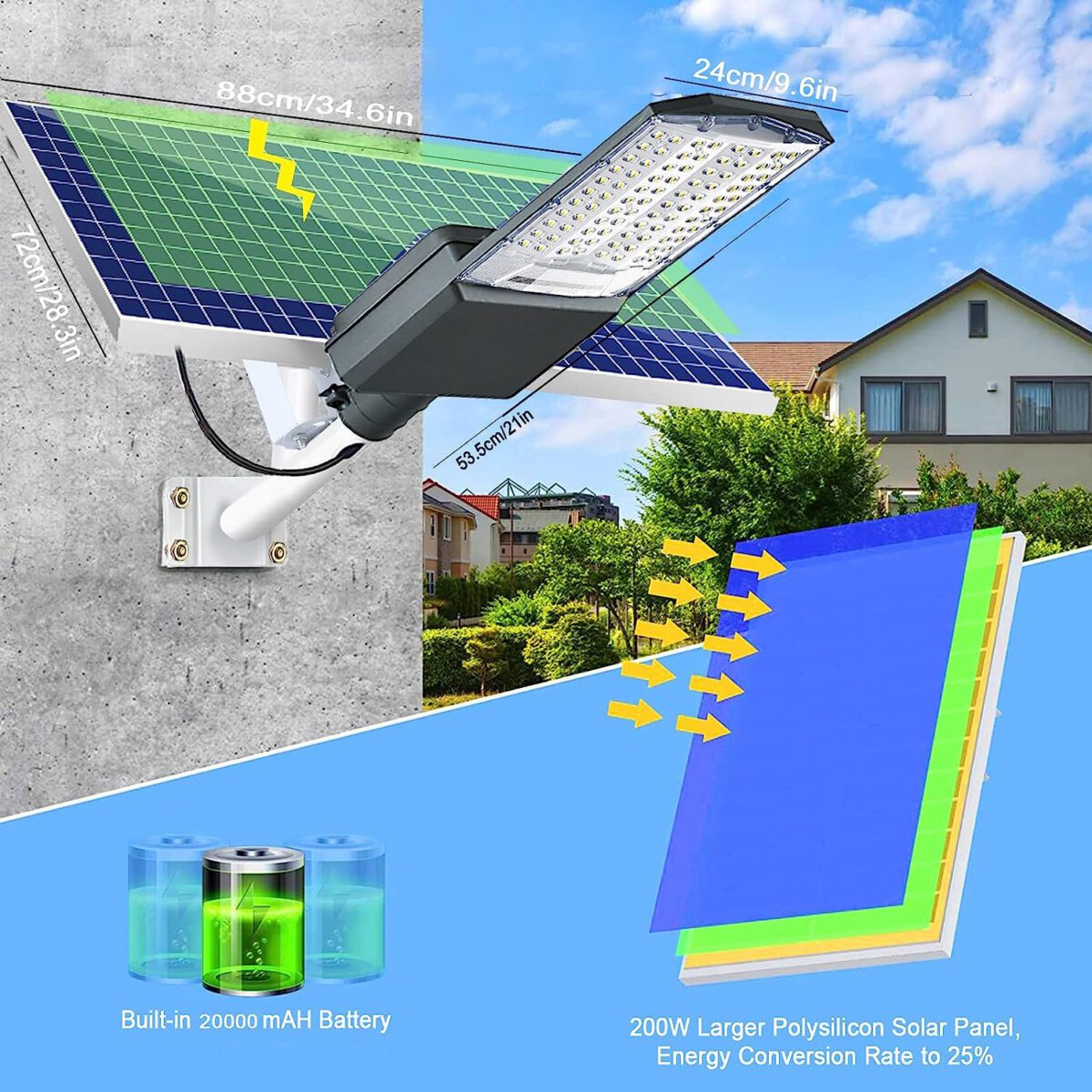 Farola LED Solar URBAN 300W + Mando a distancia