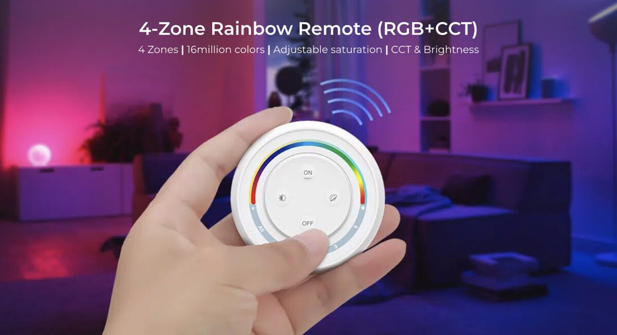 Mando RF Rainbow RGB+CCT ROUND Magnetic táctil 4 zonas