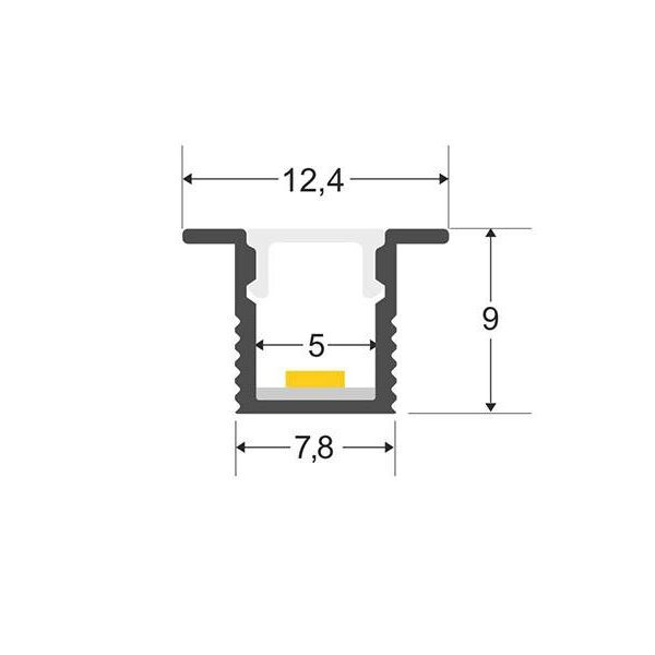 KIT - Perfil aluminio OKI 0809 para tiras LED