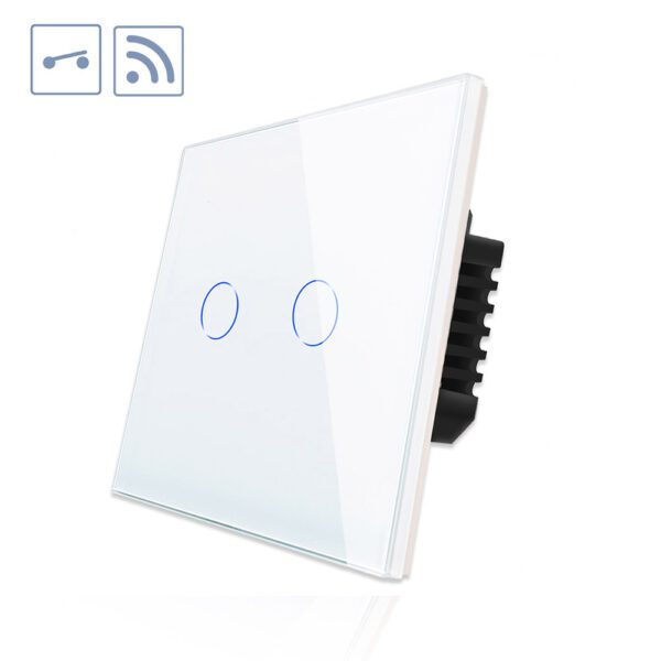 Interruptor / Conmutadpr táctil doble + WiFi KOOB frontal cristal blanco