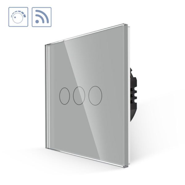 Interruptor táctil con regulador TRIAC Dimmer + WiFi KOOB frontal cristal gris