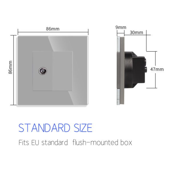 Conector TV + tapa gris