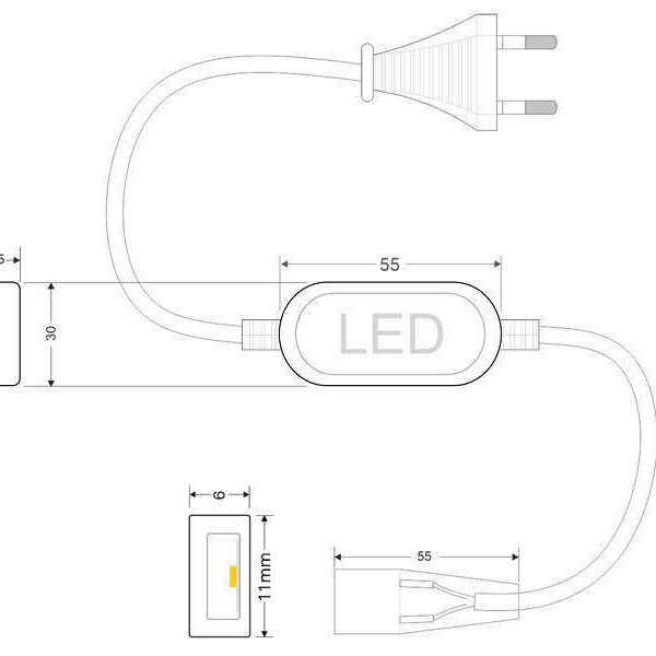 Tapa final para tira led 220V