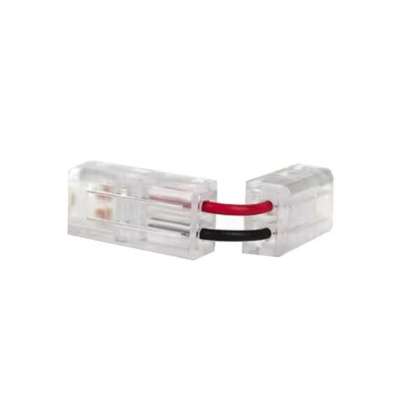 Conectores L-V transparente con cable para unión de tiras LED COB + SMD - 8mm