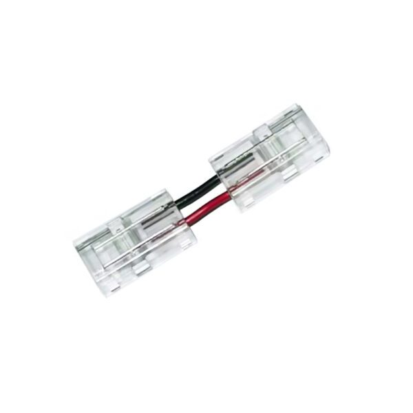 Conectores L-V transparente con cable para unión de tiras LED COB + SMD - 10mm