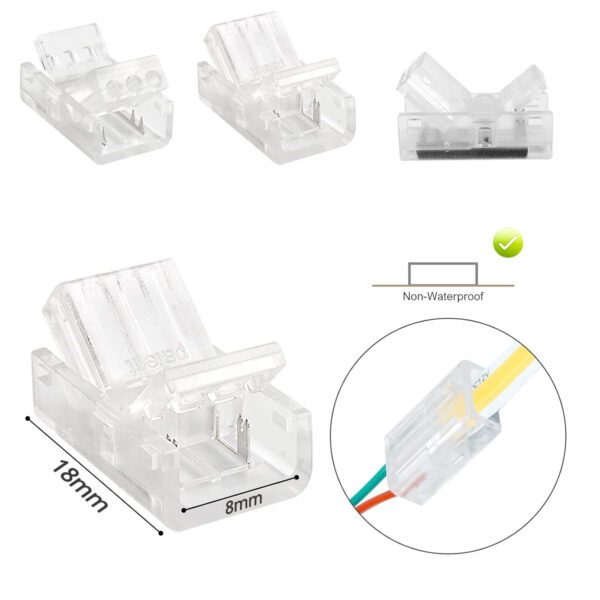 Conector Transparente con cable 105cm para tiras LED COB + SMD - 8mm